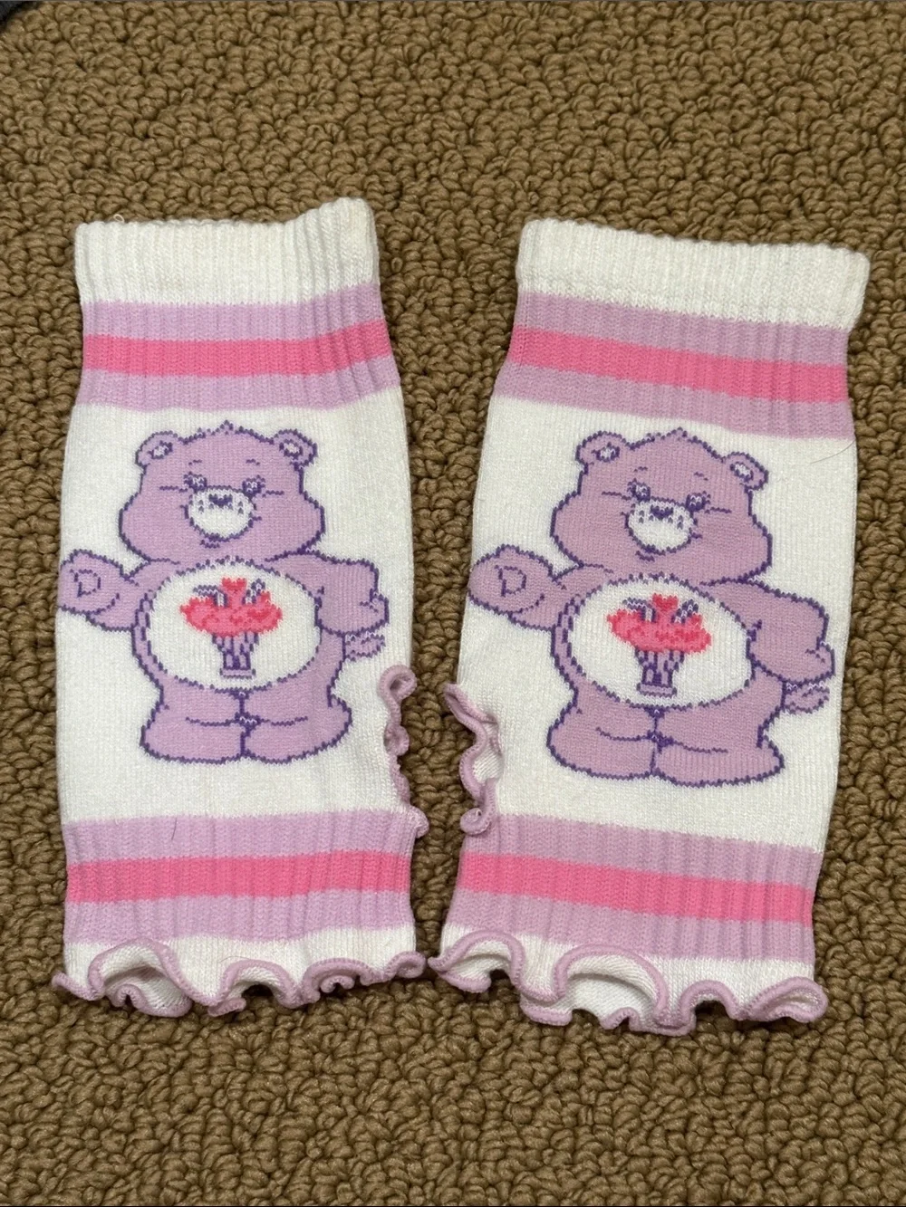 Vintage carebear fingerless gloves